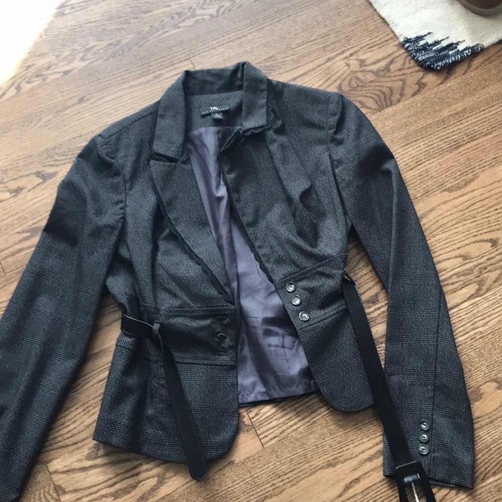 Charcoal and black plaid blazer size large